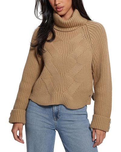 Guess Lois Cable-knit Turtleneck Sweater - Blue