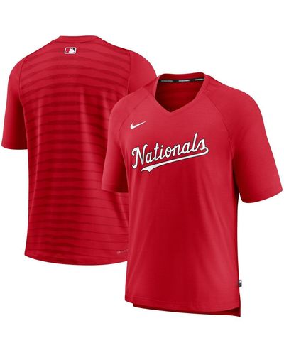 Nike Washington Nationals Authentic Collection Pregame Raglan Performance V-neck T-shirt - Red
