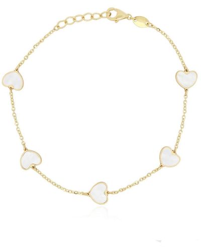 The Lovery Mother Of Pearl Heart Station Bracelet - White
