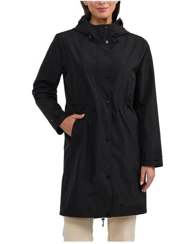Ellen Tracy Hooded Waterproof Raincoat - Black