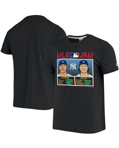 Homage Gerrit Cole Aaron Judge Heathered Charcoal New York Yankees Mlb Jam Player Tri-blend T-shirt - Black