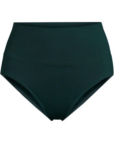 Lands' End Chlorine Resistant Pinchless High Waisted Bikini Bottoms - Green