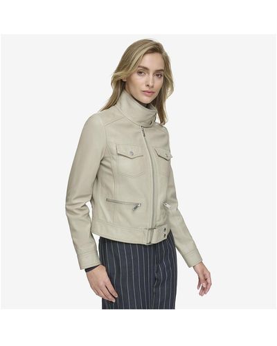 Andrew Marc Vicki Light Smooth Lamb Leather Jacket - Natural