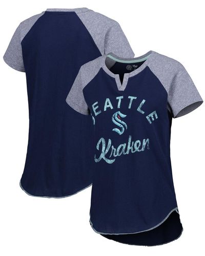Starter Seattle Kraken Grand Slam Raglan Notch Neck T-shirt - Blue