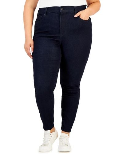 Celebrity Pink Trendy Plus Size High Rise Skinny Ankle Jeans - Blue