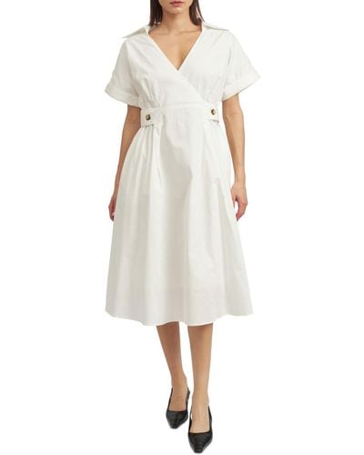 En Saison Lorena Short-sleeve Midi Dress - White
