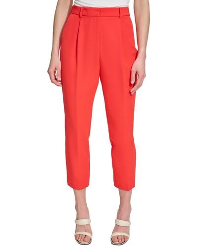 DKNY High Rise Cropped Pants - Red
