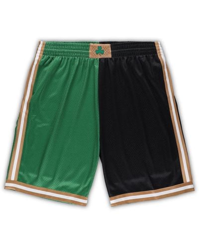 Mitchell & Ness Kelly Green And Black Boston Celtics Big And Tall Hardwood Classics Split Swingman Shorts