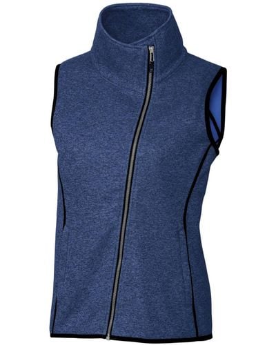 Cutter & Buck Plus Size Mainsail Sweater Knit Asymmetrical Vest - Blue