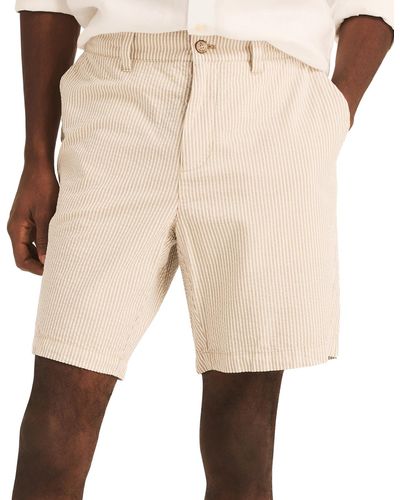 Nautica 8.5" Cotton Seersucker Shorts - Natural