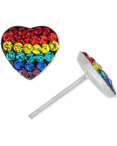 Giani Bernini Crystal Rainbow Heart Stud Earrings - Metallic