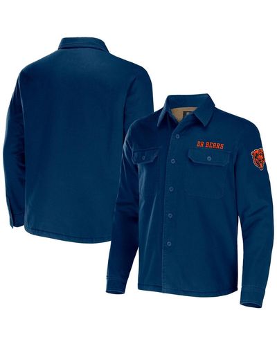 Fanatics Nfl X Darius Rucker Collection By Chicago Bears Canvas Button-up Shirt Jacket - Blue