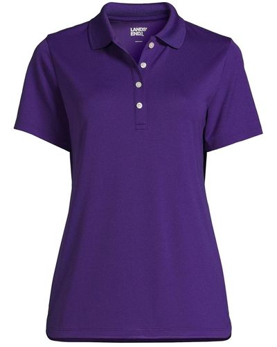 Lands' End Short Sleeve Solid Active Polo - Purple