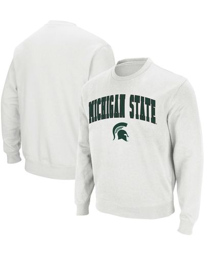 Colosseum Athletics Michigan State Spartans Arch And Logo Crew Neck Sweatshirt - White