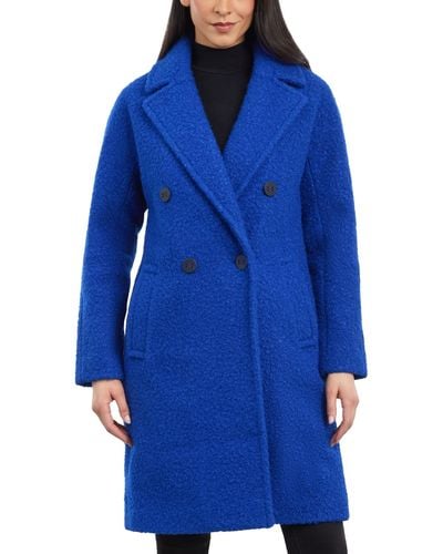 BCBGeneration Double-breasted Boucle Walker Coat - Blue