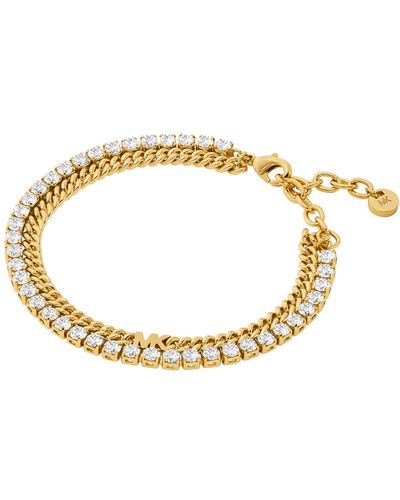 Michael Kors Mk Precious Metal-Plated Brass Double Chain Tennis Bracelet - Metallic