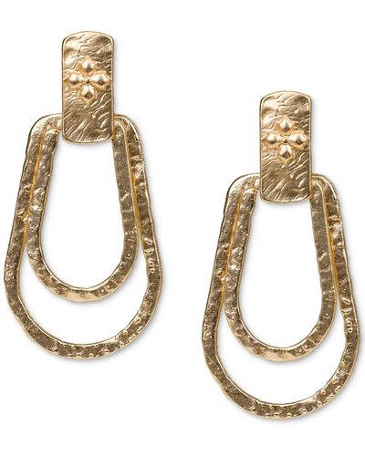 Patricia Nash Gold-tone Floret Double-row Doorknocker Drop Earrings - Metallic