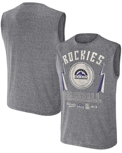 Fanatics Darius Rucker Collection By Distressed Colorado Rockies Relaxed-fit Muscle Tank Top - Gray