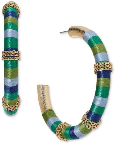 INC International Concepts Gold-tone Large Color Thread-wrapped C-hoop Earrings - Green