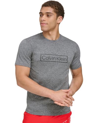 Calvin Klein 4-way Stretch Quick-dry Box Logo-print Rash Guard - Gray