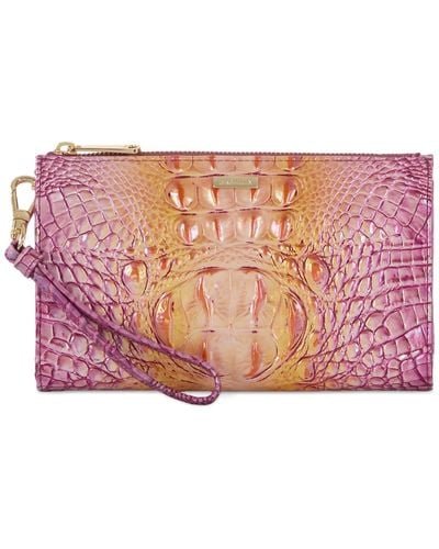 Brahmin Daisy Ombre Melbourne Embossed Leather Wristlet - Pink