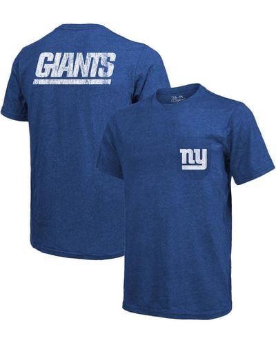 Majestic New York Giants Tri-blend Pocket T-shirt - Blue