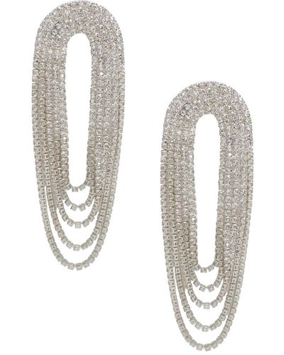 Ettika Crystal Drape Fringe Earrings - White