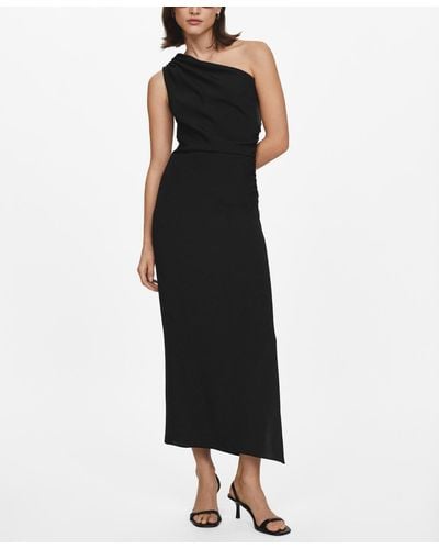 Mango Side Slit Detail Asymmetrical Dress - Black