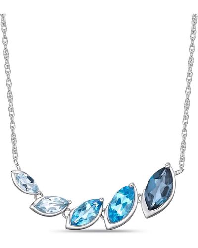 Macy's Sterling Silver Elegant Ombre Marquise Bezel Set East West Pendant Featuring Sky - Blue