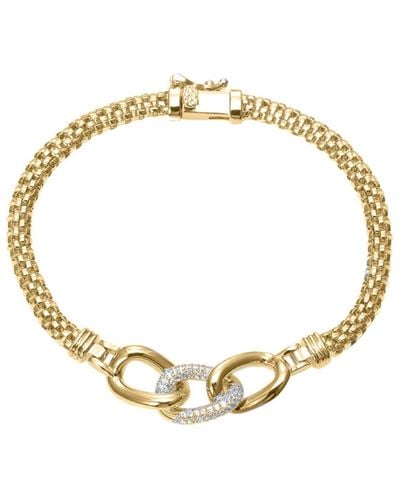 By Adina Eden Cubic Zirconia Pave Accented Link Chain Bracelet - Metallic