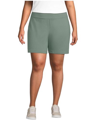 Lands' End Plus Size Starfish Mid Rise 7" Shorts - Green
