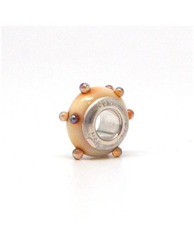 Fenton Glass Jewelry: 3-d Spacer Bead - White