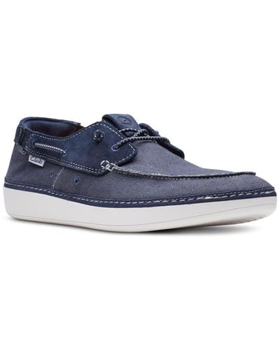Clarks Higley Tie Slip-on Canvas Boat Shoes - Blue