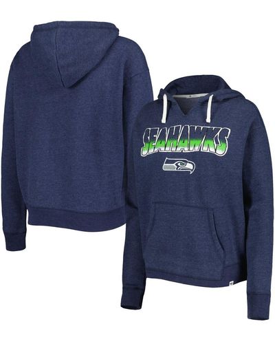 '47 College Seattle Seahawks Color Rise Kennedy Notch Neck Pullover Hoodie - Blue