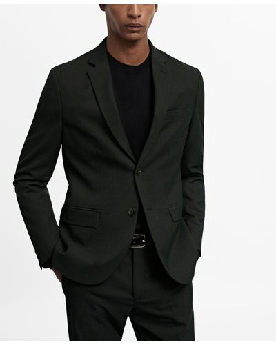 Mango Super Slim-fit Stretch Fabric Suit Blazer - Black