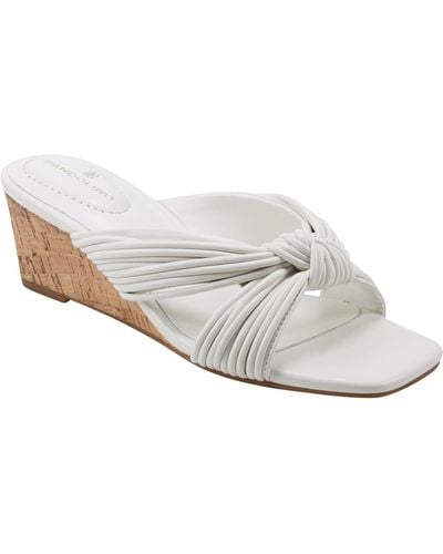 Bandolino Sassier Knot Detail Strappy Wedge Sandals - White