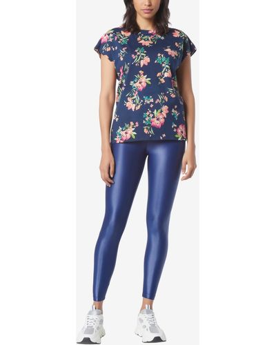 Marc New York Andrew Marc Sport Floral Printed Crew T-shirt - Blue