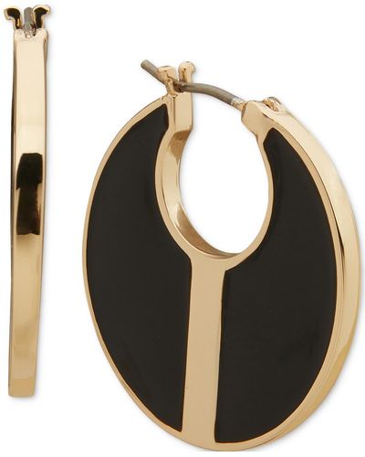 DKNY Gold-tone Extra-small Color Filled Hoop Earrings - Black