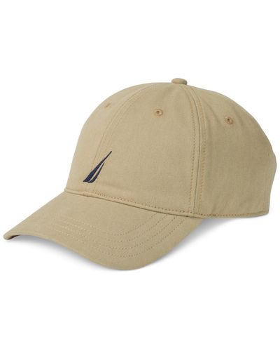 Nautica Classic Logo Adjustable Cotton Baseball Cap Hat - Natural