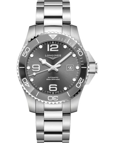 Longines Swiss Automatic Hydroconquest Stainless Steel And Ceramic Bracelet Watch 43mm - Gray