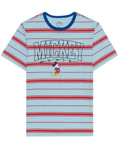 Hybrid Mickey Mouse Short Sleeve Stripe T-shirt - Blue