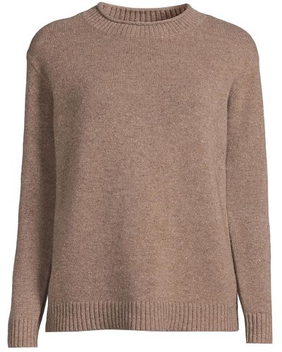 Lands' End Cashmere Easy Fit Crew Neck Sweater - Brown