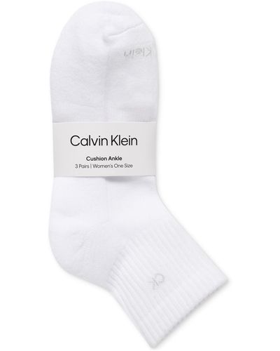 Calvin Klein 3-pk. Cushion Quarter Socks - White