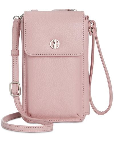 Giani Bernini Softy Leather Tech Crossbody Wallet - Pink