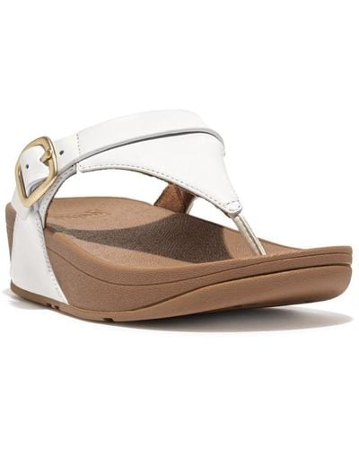 Fitflop Lulu Adjustable Leather Toe-post Sandals - White