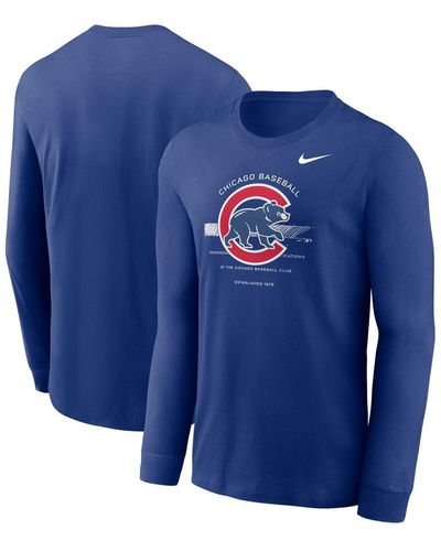 Nike Chicago Cubs Over Arch Performance Long Sleeve T-shirt - Blue