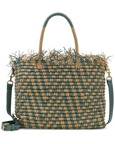 Patricia Nash Villora Medium Straw Top Handle Bag - Green