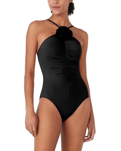 Kate Spade High-neck Rosette One-piece Swimsuit - Black
