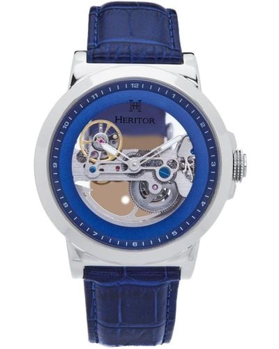 Heritor Men Xander Leather Watch - Blue