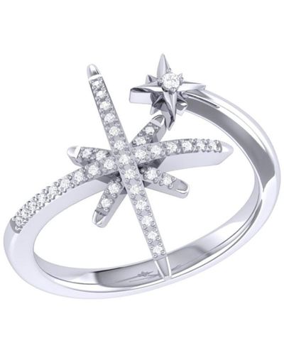 LuvMyJewelry North Star Duo Design Sterling Silver Diamond Ring - White